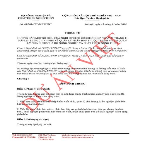 Thông tư 41/2014/TT-BNNPTNT
