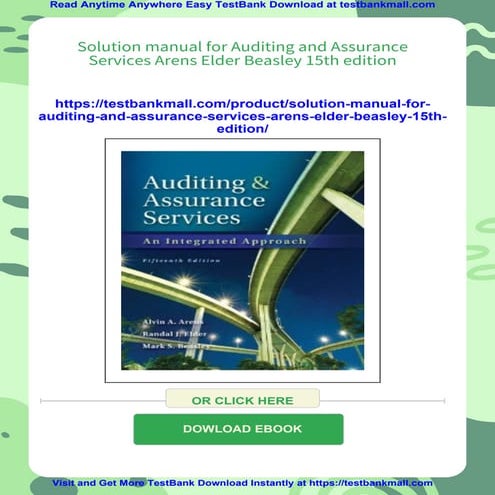Solution manual for Auditing and Assurance Services Arens Elder Beasley ...