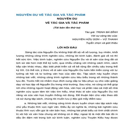 NGUYỄN DU VỀ TÁC GIA VÀ TÁC PHẨM 