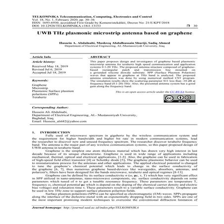 UWB THz plasmonic microstrip antenna based on graphene
