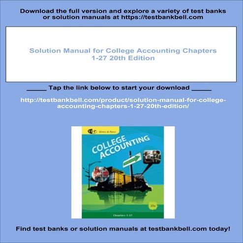 Solution Manual for College Accounting Chapters 1-27 20th Edition | PDF