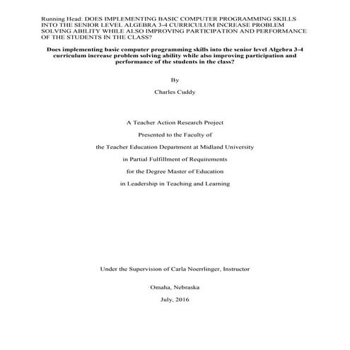 Computer Programming in High School: Research Paper | PDF