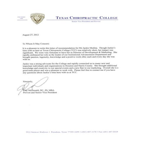 TCC Letter of Recommendation 2013 | PDF