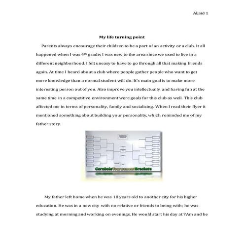 My life turning point