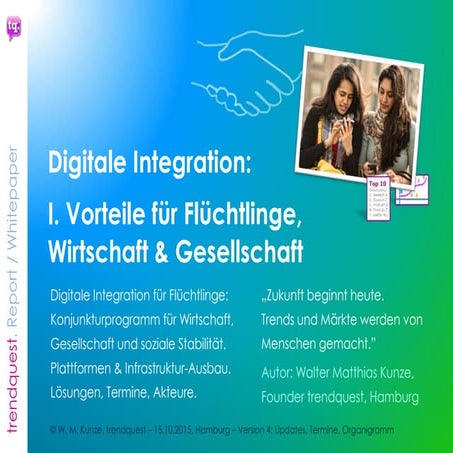 Digitale Integration der Flüchtlinge - Konjunkturpaket und General-Maßnahmen ...