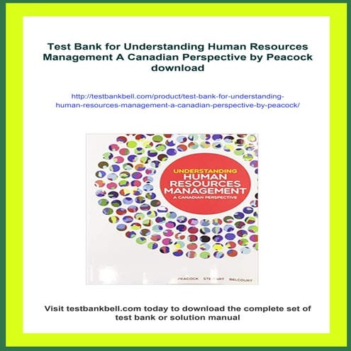 Test Bank for Understanding Human Resources Management A Canadian ...