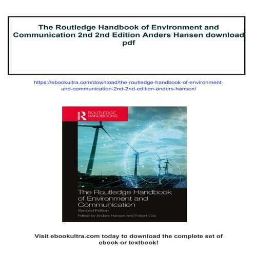 The Routledge Handbook of Environment and Communication 2nd 2nd Edition ...