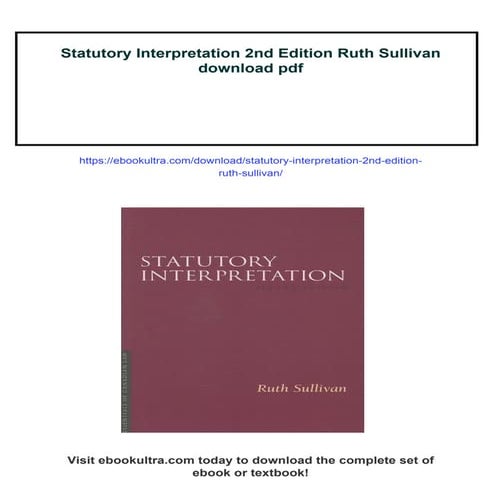 Statutory Interpretation 2nd Edition Ruth Sullivan | PDF