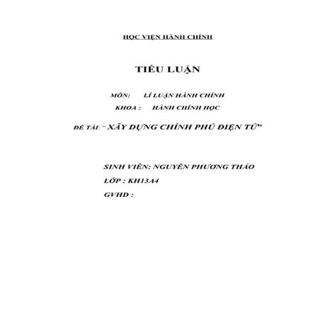 Tiểu Luận Xây Dựng Chính Phủ Điện Tử 