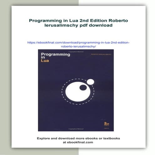 Programming in Lua 2nd Edition Roberto Ierusalimschy | PDF