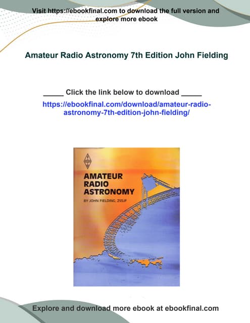 Buy ebook Amateur Radio Astronomy 7th Edition John Fielding cheap price