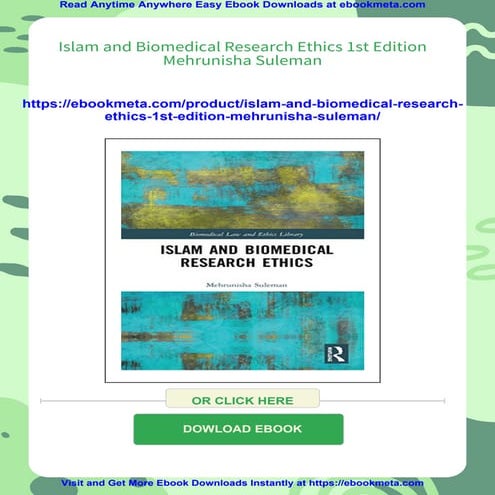 Islam and Biomedical Research Ethics 1st Edition Mehrunisha Suleman | PDF