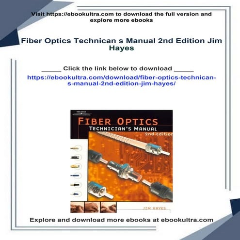 Fiber Optics Technican s Manual 2nd Edition Jim Hayes | PDF