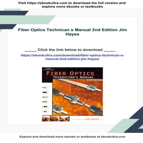 Fiber Optics Technican s Manual 2nd Edition Jim Hayes | PDF