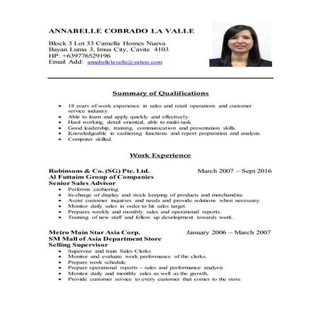 ANNABELLE COBRADO LA VALLE  updated resume