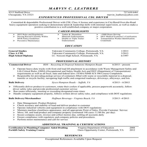 MARVIN LEATHERS REVISED CDL