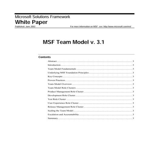 MSF Team Model v.3.1 | PDF
