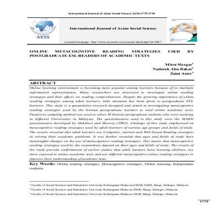 The Use of Cognitive Reading Strategies to Enhance EFL Students ...