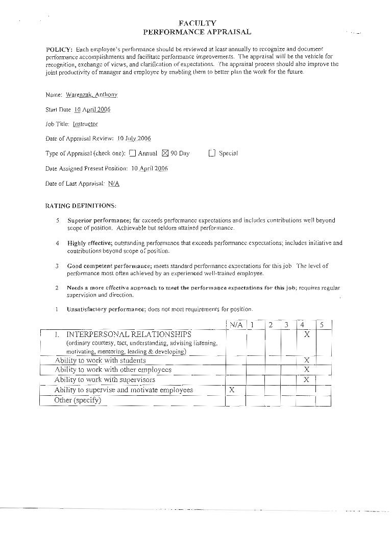 Faculty Performance Appraisal
