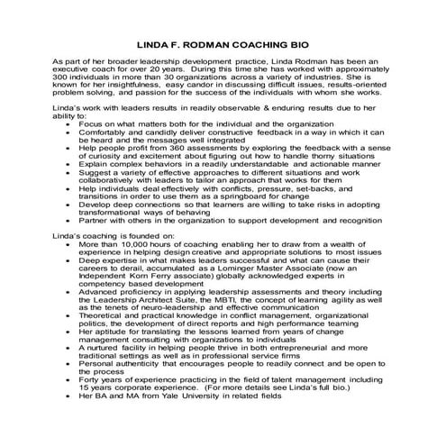 LINDA RODMAN COACHING BIO 2015 | DOCX