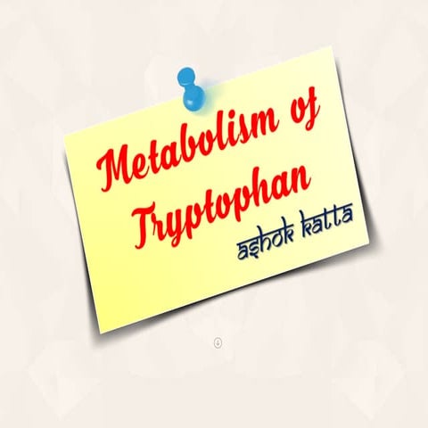 Metabolism of Tryptophan and its disorders.
