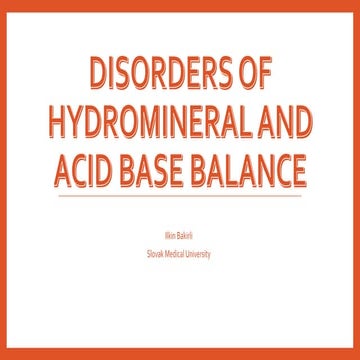 Disorders of fluid balance, electrolyte disturbances and acid base ...