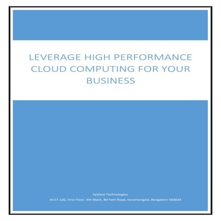 Leverage High Performance Cloud Computing for your business! | Sysfore