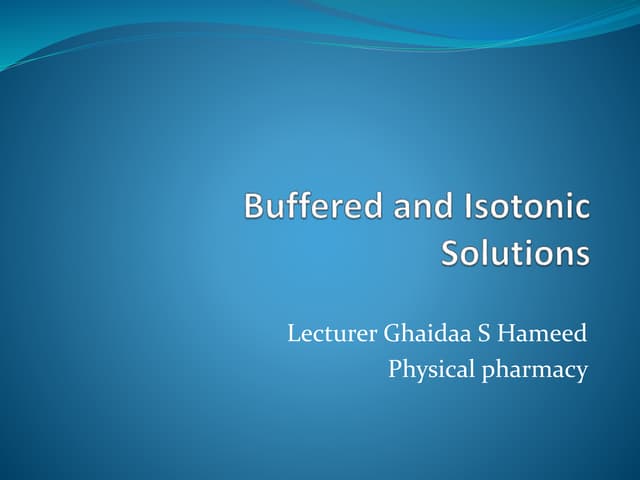 Buffer solution | PPTX | Chemistry | Science