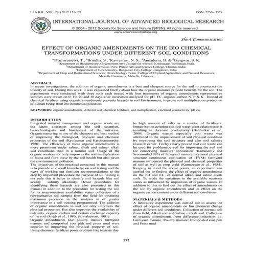 Building Soil Organic Matter with Organic Amendments | PDF