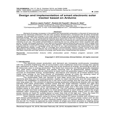 Design and implementation of smart electronic solar tracker based on ...