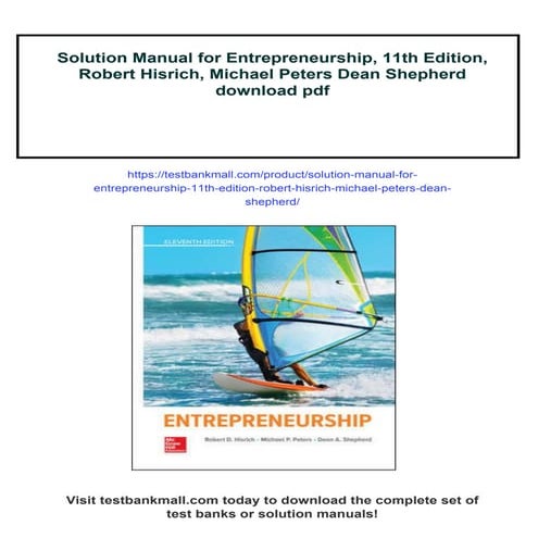 Solution Manual for Entrepreneurship, 11th Edition, Robert Hisrich, Michael P...