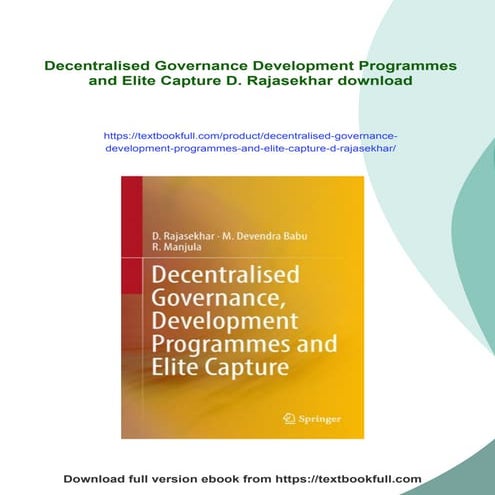 Decentralised Governance Development Programmes and Elite Capture D ...