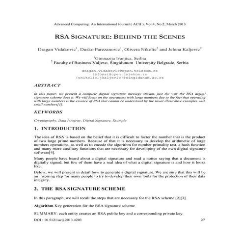 Rsa Signature: Behind The Scenes 