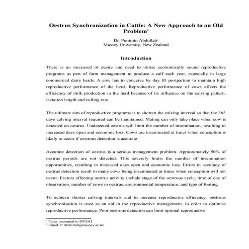 Oestrus Synchronisation
