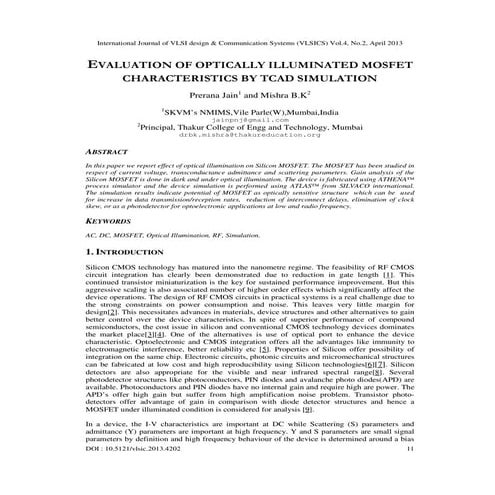 EVALUATION OF OPTICALLY ILLUMINATED MOSFET CHARACTERISTICS BY TCAD SIMULATION
