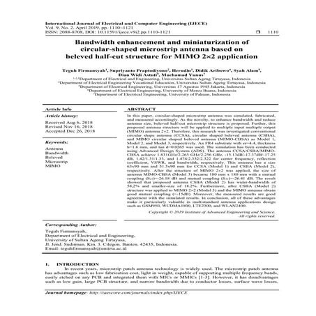 Bandwidth enhancement and miniaturization of circular-shaped microstrip anten...