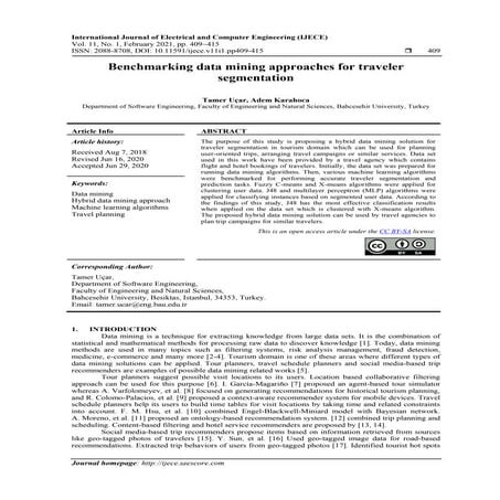 Benchmarking data mining approaches for traveler segmentation  