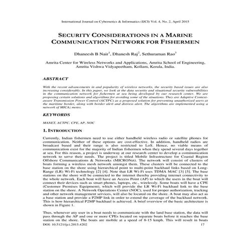 S ECURITY  C ONSIDERATIONS IN A  M ARINE  C OMMUNICATION  N ETWORK FOR  F ISH...