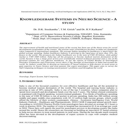 Knowledgebase Systems in Neuro Science - A Study
