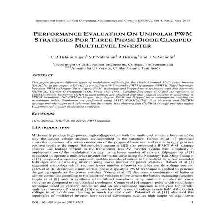 PERFORMANCE EVALUATION ON UNIPOLAR PWM STRATEGIES FOR THREE PHASE DIODE CLAMP...
