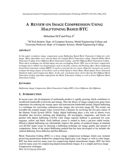 A  REVIEW ON IMAGE COMPRESSION USING HALFTONING BASED BTC 