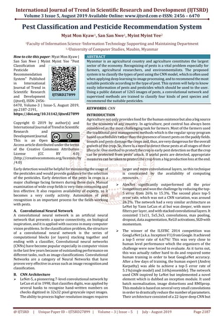 RICE INSECTS CLASSIFICATION USIING TRANSFER LEARNING AND CNN | PDF