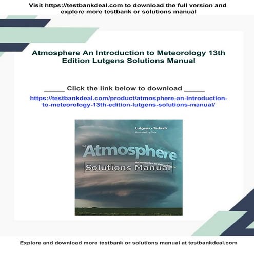 Atmosphere An Introduction to Meteorology 13th Edition Lutgens Solutions Manual