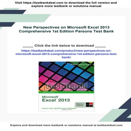 New Perspectives on Microsoft Excel 2013 Comprehensive 1st Edition Parsons Te...