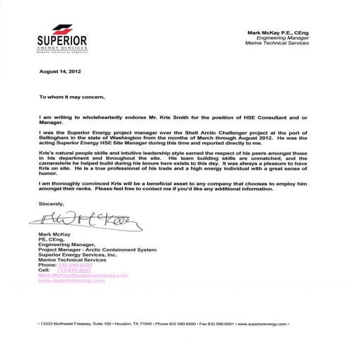 SES Letter of recommendation ( Mark McKay ) | PDF