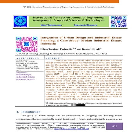Integration of Urban Design and Industrial Estate Planning, a Case Study: Med...