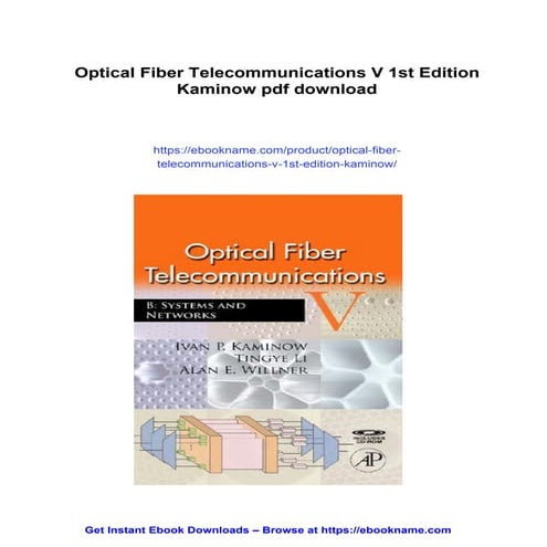 Optical Fiber Telecommunications V 1st Edition Kaminow