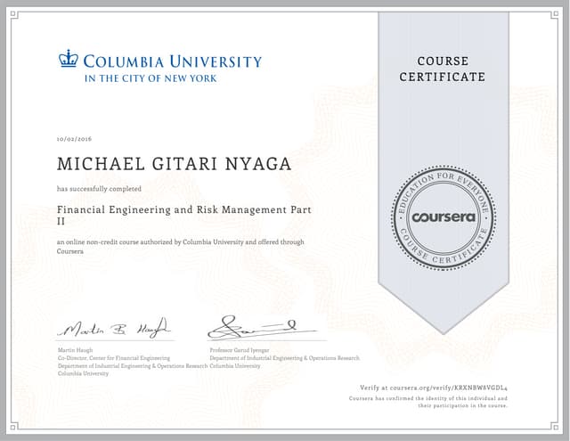 FINANCIAL ENGINEERING AND RISK 