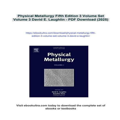 Physical Metallurgy Fifth Edition 3 Volume Set Volume 3 David E ...