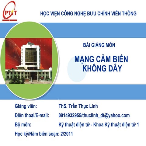 bài giảng MẠNG CẢM BIẾN KHÔNG DÂY 